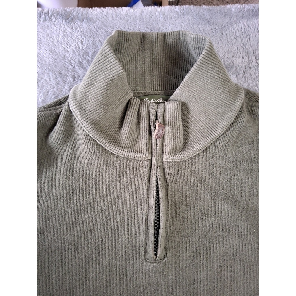 Mens Eddie Bauer Size XXL Green 1/4 Zip Long Sleeve Sweater Outdoors Preppy - Picture 3 of 11